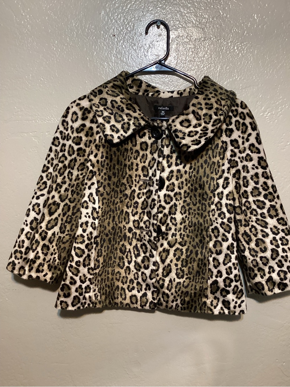 Rafaella Women’s Leopard Print Faux Fur Jacket - Tan/Black size medium